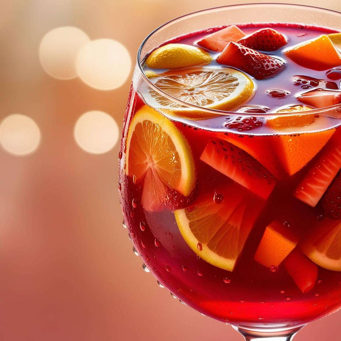 verre de sangria avec quelques fruits